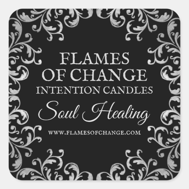 Black And Silver Vintage Spell Candle Labels (Front)