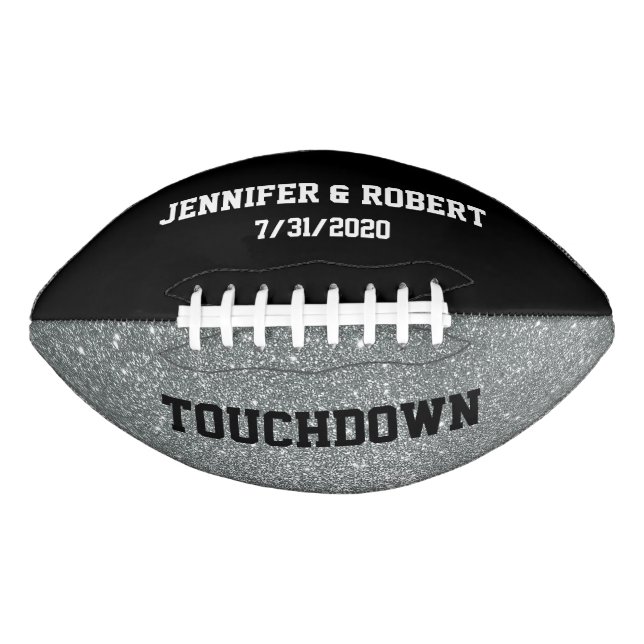 Black and Silver Wedding Custom Football American Football (Front)
