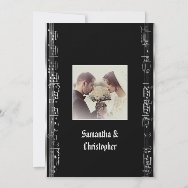Black and silver wedding photo invitation (Back)