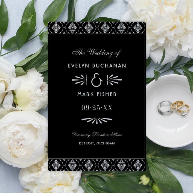 Black and Silver Wedding Programs | Art Deco Style (Creator Uploaded)