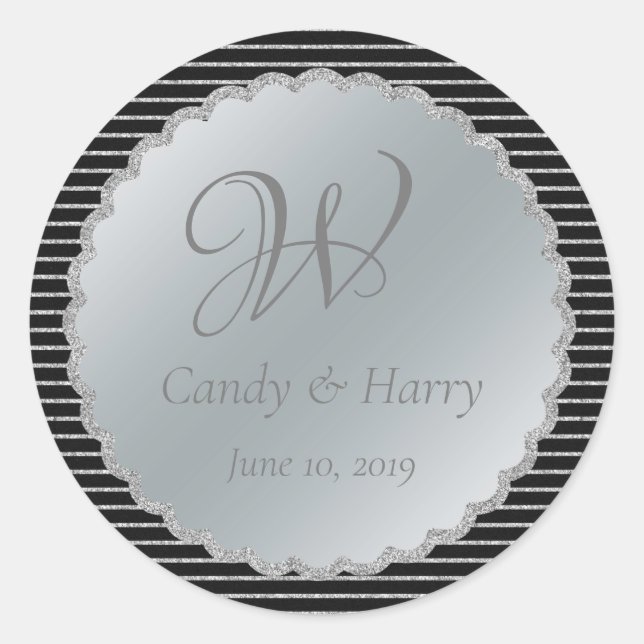 Black and Silver Wedding Sticker (Front)