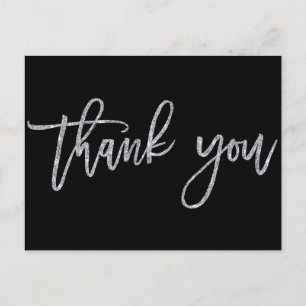 Black And Silver Wedding Thank You Postcards