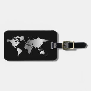 Black and silver World map elegant Luggage Tag