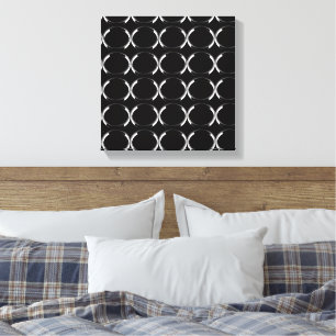 Black and Silver X and O Art Canvas Print