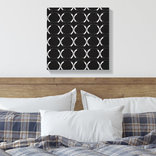 Black and Silver X and O Art Canvas Print (Insitu(Bedroom))