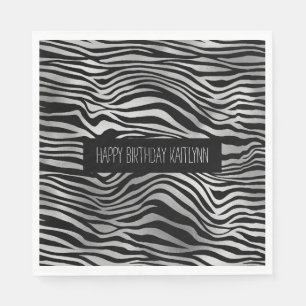 Black and Silver Zebra Print Napkin