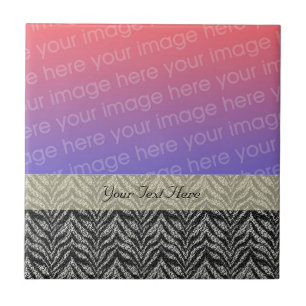 Black And Silver Zebra Stripes Your Photo Tile