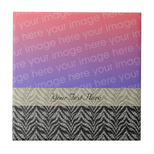 Black And Silver Zebra Stripes Your Photo Tile (Front)
