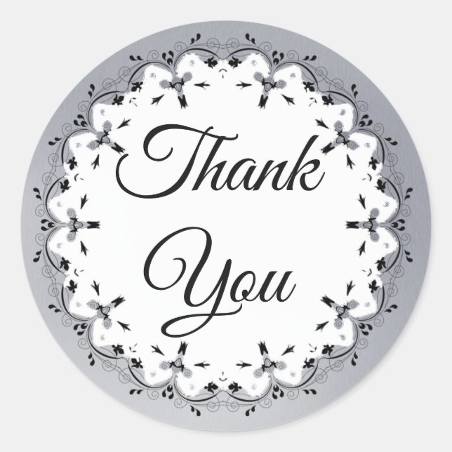 Black and SilverThank You Stickers (Front)