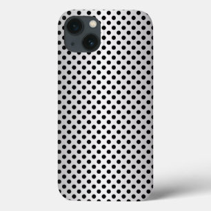Black and Silvery White Polka Dot Pattern iPhone 13 Case