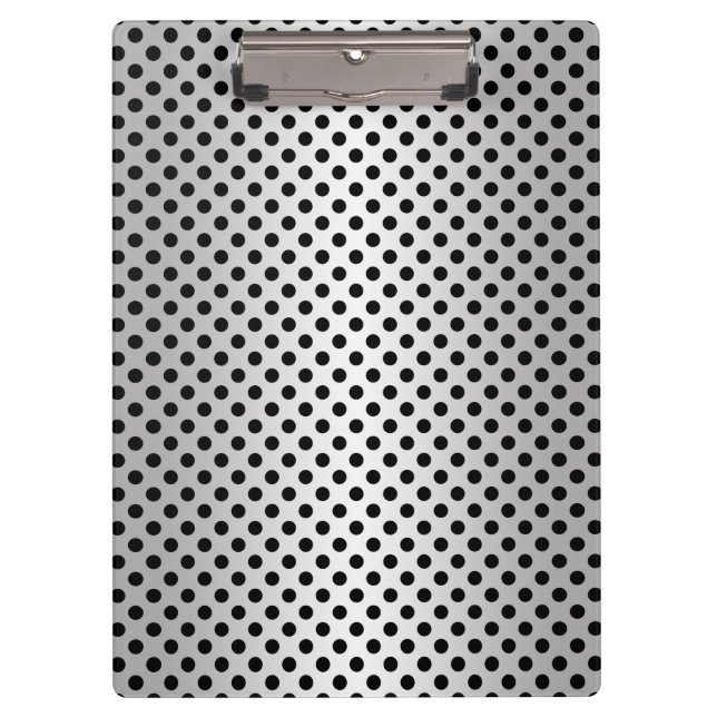 Black and Silvery White Polka Dot Pattern Clipboard (Front)