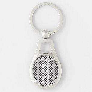 Black and Silvery White Polka Dot Pattern Key Ring