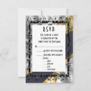 Black and siver gold formal wedding R.S.V.P RSVP Card