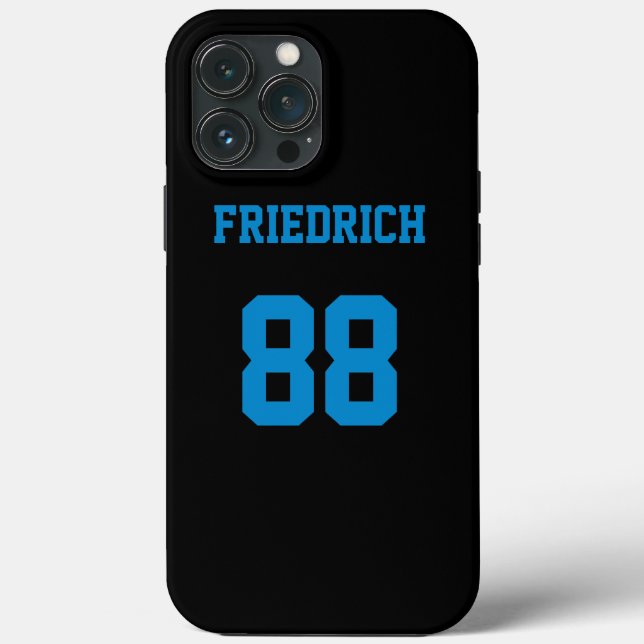 Black and Sky Blue Jersey Name Number Case-Mate iPhone Case (Back)