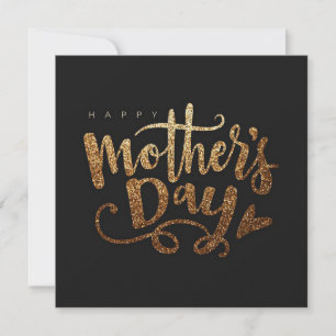 Black and Sparkling Gold Mothers Day Holiday Card