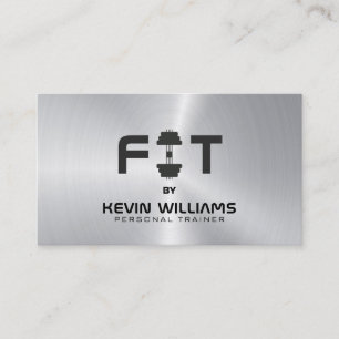 Black and steel background fitness trainer business card