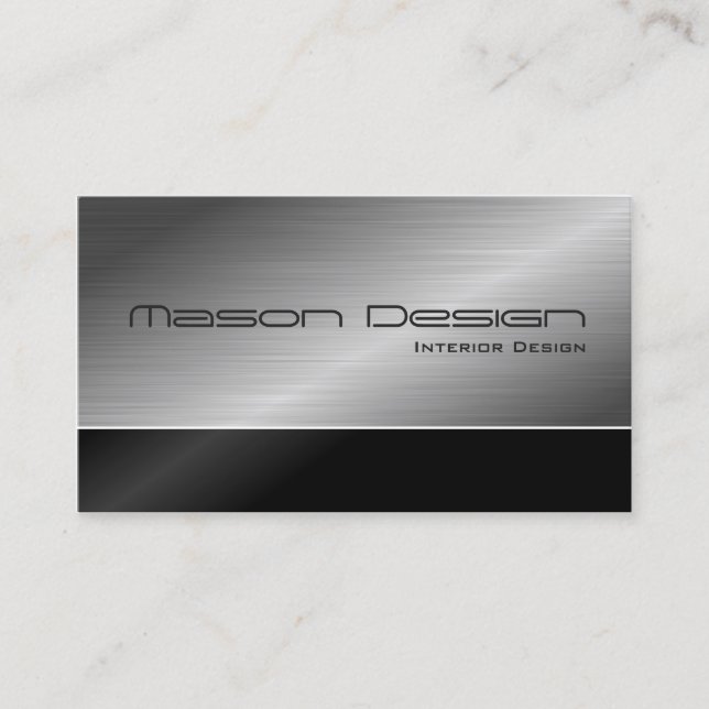 Black and Steel Modern Design Business Card (Front)
