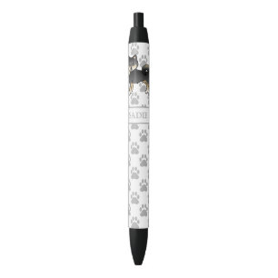 Black And Tan Alaskan Malamute Cartoon Dog & Name Ink Pen