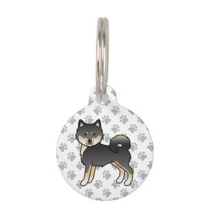 Black And Tan Alaskan Malamute Cute Cartoon Dog Pet Tag