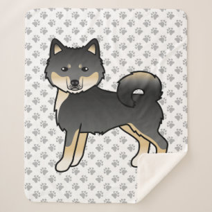 Black And Tan Alaskan Malamute Cute Cartoon Dog Sherpa Blanket