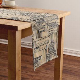 Black and Tan Art Deco Design Medium Table Runner