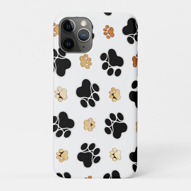 Black and tan canine dog paw print white Case-Mate iPhone case (Back)