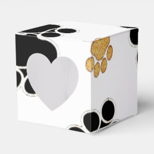 Black and tan canine dog paw print white favour box