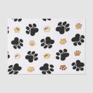 Black and tan canine dog paw print white tissue paper