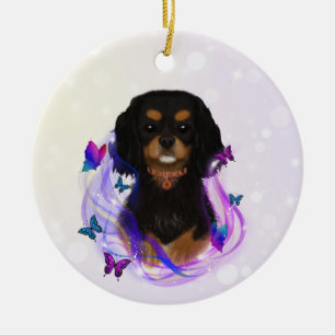 Black and Tan Cavalier King Charles Spaniel  Ceramic Tree Decoration
