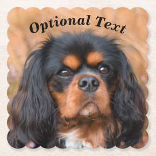 Black and Tan Cavalier King Charles Spaniel Dog Paper Coaster
