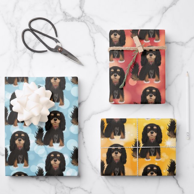 Black and Tan Cavalier King Charles Spaniel   Wrapping Paper Sheet (Front)