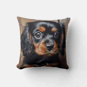 Black and tan Cavalier puppy Cushion