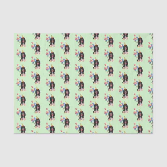 Black and Tan  Cavalier Spaniel Birthday Tissue Paper (Front)