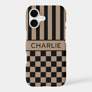 Black and Tan Chequered Striped Personalised