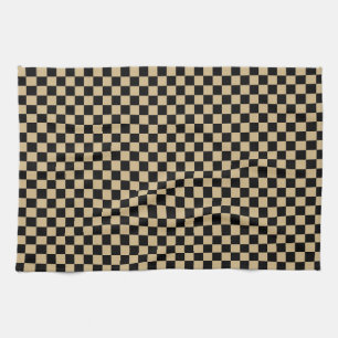 Black and Tan Chequered Tea Towel