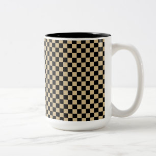 Black and Tan Chequered Two-Tone Coffee Mug