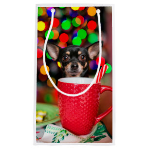 Black and tan Chihuahua Christmas Small Gift Bag