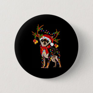 Black And Tan Chihuahua Gorgeous Reindeer Christma 6 Cm Round Badge