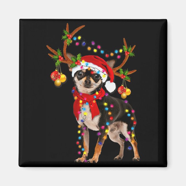 Black And Tan Chihuahua Gorgeous Reindeer Christma Magnet (Front)