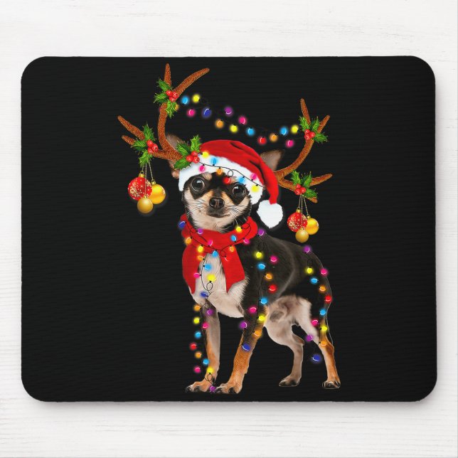 Black And Tan Chihuahua Gorgeous Reindeer Christma Mouse Mat (Front)