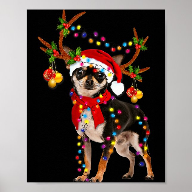Black And Tan Chihuahua Gorgeous Reindeer Christma Poster (Front)
