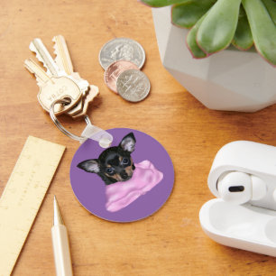 Black and Tan Chihuahua Puppy Key Ring