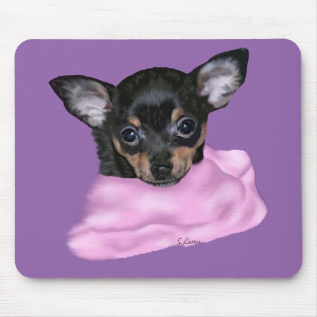 Black and Tan Chihuahua Puppy Mouse Mat (Front)