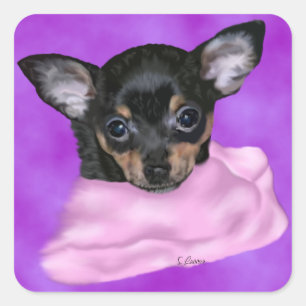 Black and Tan Chihuahua Puppy Square Sticker