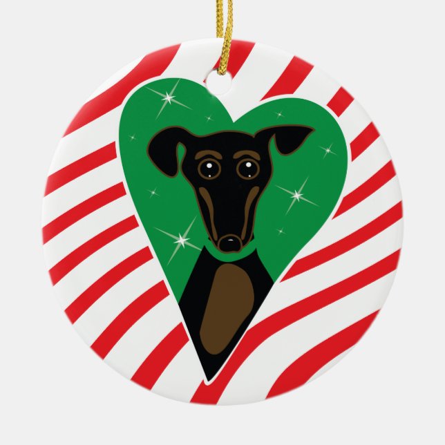 Black and Tan Christmas Dog Ornament (Front)