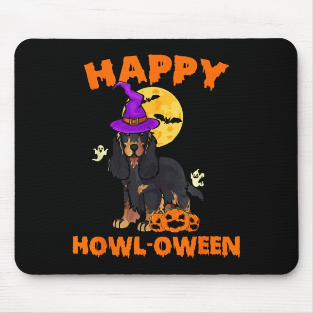 Black And Tan Cocker Spaniel Dog Witch Halloween Mouse Mat (Front)
