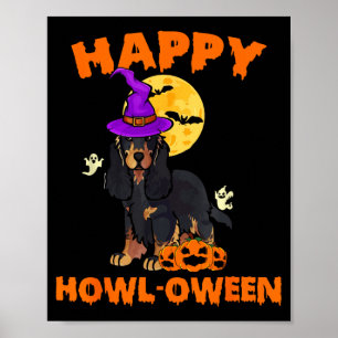 Black And Tan Cocker Spaniel Dog Witch Halloween Poster