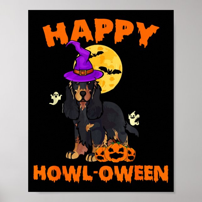 Black And Tan Cocker Spaniel Dog Witch Halloween Poster (Front)
