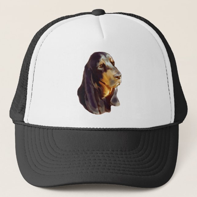 black and tan coon Hound Trucker Hat (Front)