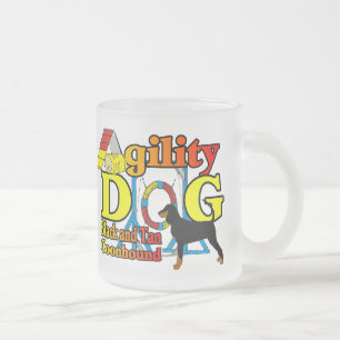 Black_and_Tan_Coonhound Agility Frosted Glass Coffee Mug